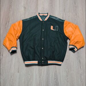 Vintage 90s Steve Barrys University of Miami Letterman Varsity Jacket Mens XL